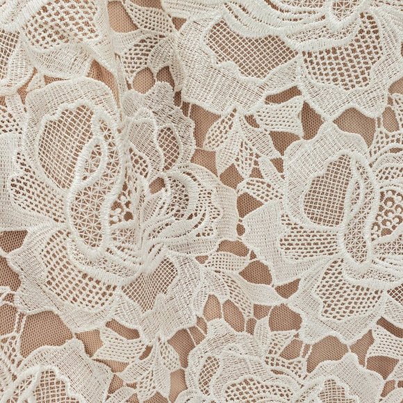 JULIA JORDAN White Lace Overlay & Dust Pink Mesh A-Line Dress 10 - Picture 4 of 9